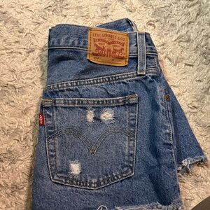 Levi's Distressed Blue Denim Shorts